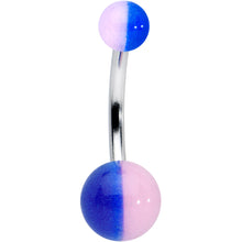 Load image into Gallery viewer, Two Tone Blue Pink Stripe Acrylic Ball Belly Ring
