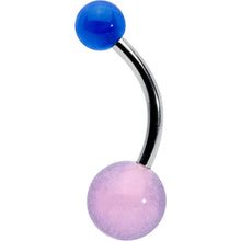 Load image into Gallery viewer, Two Tone Blue Pink Stripe Acrylic Ball Belly Ring
