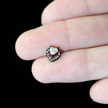 Load image into Gallery viewer, 16G 5/16 Aurora Gem Black Rococo Hearts Labret Monroe Tragus
