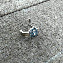 Load image into Gallery viewer, 20G 5/16 Blue Gem Retro Peace Sign Faux Hoop L Shape Nose Ring
