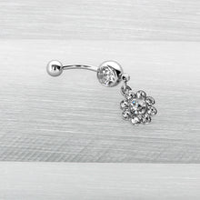 Load image into Gallery viewer, Clear Gem Whimsy Flower Dangle Belly Ring
