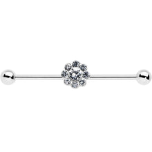 Load image into Gallery viewer, 14G Clear Gem Whimsy Flower Industrial Barbell 38mm
