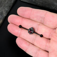 Load image into Gallery viewer, 14G Purple Tourmaline Black Lacy Drop Industrial Barbell 38mm

