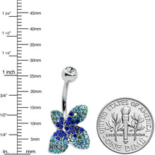 Load image into Gallery viewer, Clear Blue Green Gem Glamour Butterfly Belly Ring
