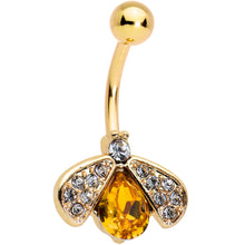 Load image into Gallery viewer, Clear Yellow Gem Gold Tone Fashion Bug Insect Belly Ring
