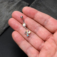 Load image into Gallery viewer, Aurora Gem Fleur de Lis Butterfly Dangle Belly Ring

