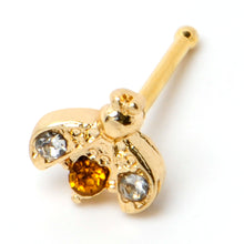 Load image into Gallery viewer, 20G 1/4 Yellow Gem Gold Tone Fashion Bug Nose Bone
