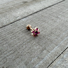 Load image into Gallery viewer, 16G 1/4 Pink Gem Rose Gold Tone Rococo Star Cartilage Tragus
