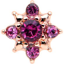 Load image into Gallery viewer, 20G 7mm Pink Gem Rose Gold Tone Rococo Star L Shape Nose Ring
