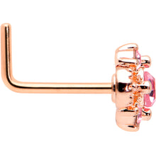 Load image into Gallery viewer, 20G 7mm Pink Gem Rose Gold Tone Rococo Star L Shape Nose Ring
