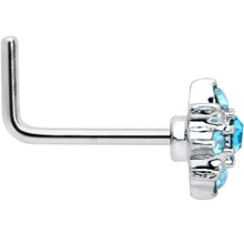 Load image into Gallery viewer, 20G 7mm Blue Clear Gem Stylish Snowflake L Shape Nose Ring
