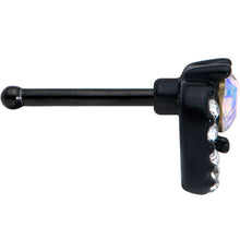 Load image into Gallery viewer, 20G 1/4 Clear Aurora Gem Black Heart Valentines Nose Bone
