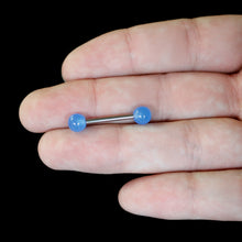 Load image into Gallery viewer, Light Blue Acrylic UV Glow Ends Barbell Tongue Ring
