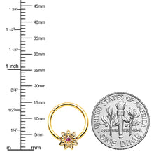 Load image into Gallery viewer, 16G 3/8 Pink Gem Gold Tone Starry Flower Hinged Segment Ring
