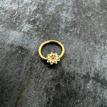 Load image into Gallery viewer, 16G 3/8 Pink Gem Gold Tone Starry Flower Hinged Segment Ring
