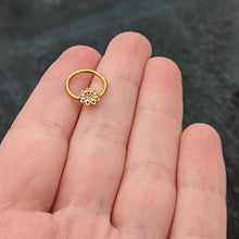 Load image into Gallery viewer, 16G 3/8 Pink Gem Gold Tone Starry Flower Hinged Segment Ring
