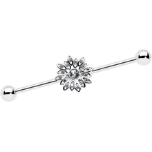 Load image into Gallery viewer, 14G Clear Gem Starry Flower Industrial Barbell 38mm

