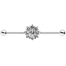 Load image into Gallery viewer, 14G Clear Gem Starry Flower Industrial Barbell 38mm
