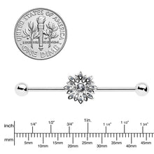Load image into Gallery viewer, 14G Clear Gem Starry Flower Industrial Barbell 38mm
