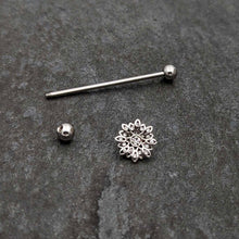 Load image into Gallery viewer, 14G Clear Gem Starry Flower Industrial Barbell 38mm

