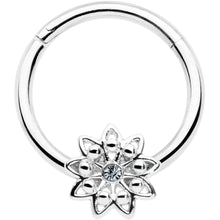 Load image into Gallery viewer, 16G 3/8 Clear Gem Starry Flower Hinged Segment Ring
