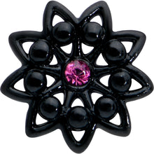 Load image into Gallery viewer, 16G 1/4 Pink Gem Black Midnight Flower Cartilage Tragus Earring
