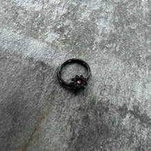 Load image into Gallery viewer, 16G 3/8 Pink Gem Black Starry Flower Hinged Segment Ring
