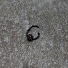 Load image into Gallery viewer, 16G 3/8 Pink Gem Black Starry Flower Hinged Segment Ring

