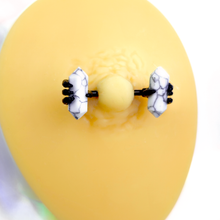 Load image into Gallery viewer, 14G 9/16 White Howlite Black Claw Barbell Nipple Ring Set
