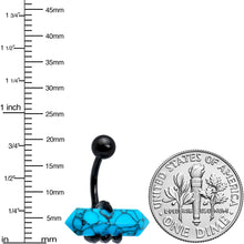 Load image into Gallery viewer, Blue Turquoise Stone Black Claw Belly Ring
