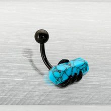 Load image into Gallery viewer, Blue Turquoise Stone Black Claw Belly Ring
