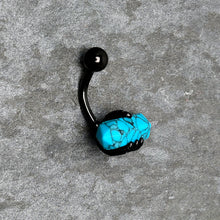 Load image into Gallery viewer, Blue Turquoise Stone Black Claw Belly Ring
