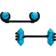 Load image into Gallery viewer, 14G 9/16 Blue Turquoise Black Claw Barbell Nipple Ring Set
