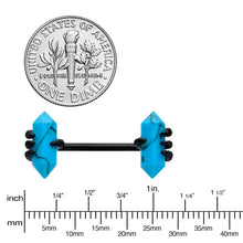 Load image into Gallery viewer, 14G 9/16 Blue Turquoise Black Claw Barbell Nipple Ring Set
