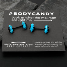 Load image into Gallery viewer, 14G 9/16 Blue Turquoise Black Claw Barbell Nipple Ring Set
