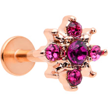 Load image into Gallery viewer, 16G 5/16 Pink Gem Rose Gold Tone Sumptuous Star Labret Tragus
