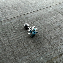 Load image into Gallery viewer, 16G 1/4 Blue Gem Stylish Snowflake Cartilage Tragus Earring
