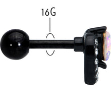 Load image into Gallery viewer, 16G 1/4 Aurora Gem Black Double Heart Cartilage Tragus Earring
