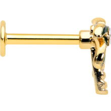 Load image into Gallery viewer, 16G 5/16 Clear Gem Gold Tone Palm Tree Style Labret Monroe Tragus
