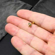Load image into Gallery viewer, 16G 5/16 Clear Gem Gold Tone Palm Tree Style Labret Monroe Tragus
