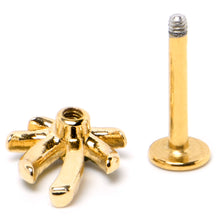 Load image into Gallery viewer, 16G 5/16 Clear Gem Gold Tone Palm Tree Style Labret Monroe Tragus
