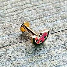 Load image into Gallery viewer, 16G 1/4 Gold Tone Watermelon Bite Labret
