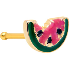 Load image into Gallery viewer, 20G 1/4 Gold Tone Watermelon Bite Nose Bone
