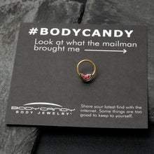 Load image into Gallery viewer, 16G 3/8 Gold Tone Watermelon Bite Hinged Segment Ring
