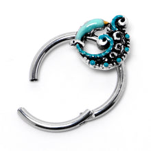Load image into Gallery viewer, 16G 3/8 Leaping Blue Dolphin Hinged Segment Ring
