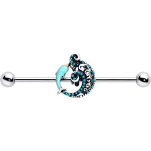 Load image into Gallery viewer, 14G Leaping Blue Dolphin Industrial Barbell 38mm
