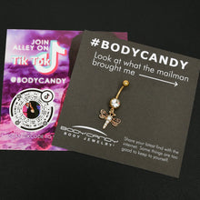 Load image into Gallery viewer, Clear Gem Gold Tone Flying Dragonfly Dangle Belly Ring
