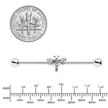 Load image into Gallery viewer, 14G Aurora Gem Dragonfly Flying Industrial Barbell 38mm
