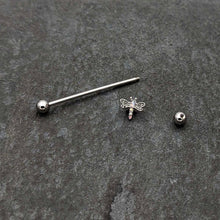 Load image into Gallery viewer, 14G Aurora Gem Dragonfly Flying Industrial Barbell 38mm
