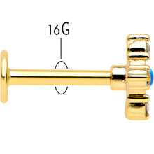 Load image into Gallery viewer, 16G 5/16 Blue Synthetic Opal Gold Hue Rhombus Labret Monroe Tragus
